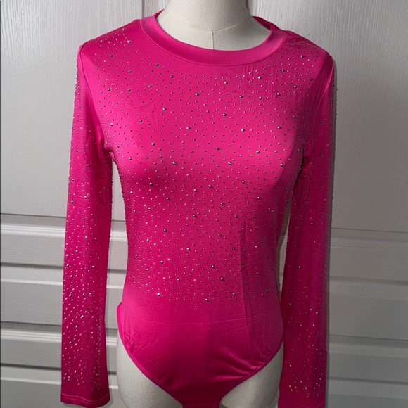 Pink Rhinestone Embellished Women's Top - Picture 2 of 8